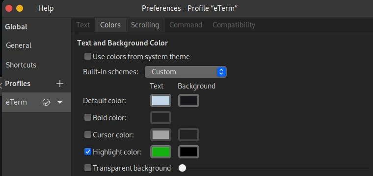 how to customize gnome terminal colors